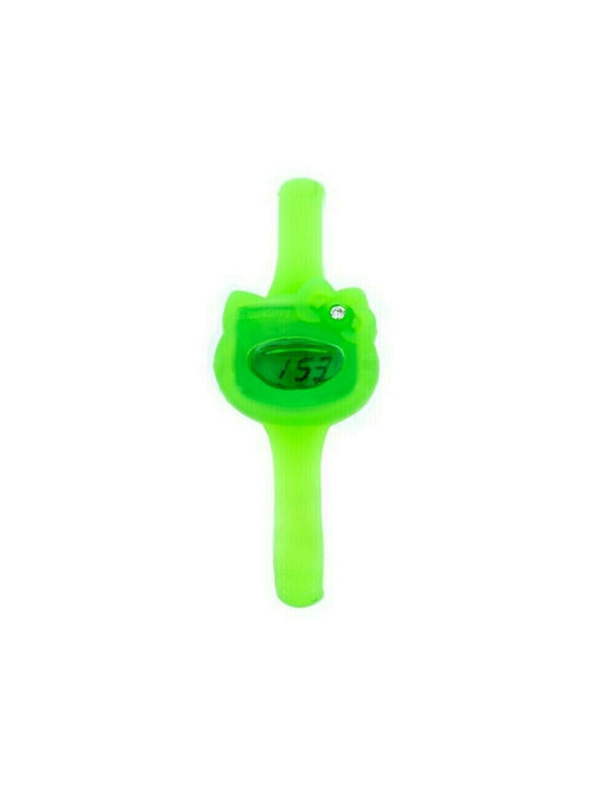 Hello Kitty Kids Digital Watch with Rubber/Plastic Strap Green