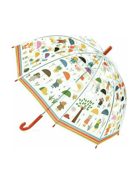 Djeco Παιδική Ομπρέλα Μπαστούνι Βροχερή Μέρα Πολύχρωμη με Διάμετρο 70εκ.