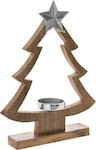 Iliadis Christmas Wood Beige Candlestick 40x31cm