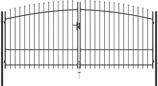 vidaXL Poartă de Gard din Metal cu Garduri în Culoarea Negru 2.25x4.0m