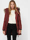 Only Women's Long Parka Jacket for Winter with Hood Bordeaux