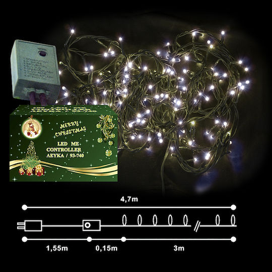 100 Lights LED 4.7m. Cold White in String 1pcs