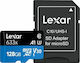 Lexar High-Performance 633x microSDXC 128GB Class 10 U3 V30 A1 UHS-I with Adapter