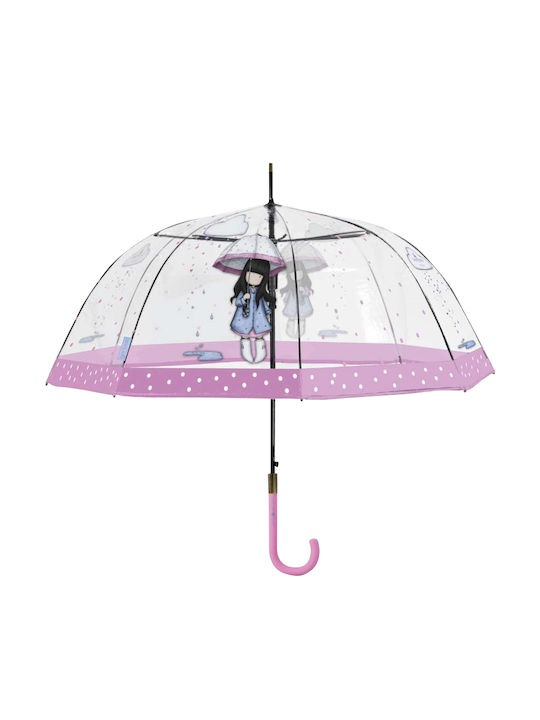 Santoro Kids Curved Handle Auto-Open Umbrella Love with Diameter 90cm Transparent