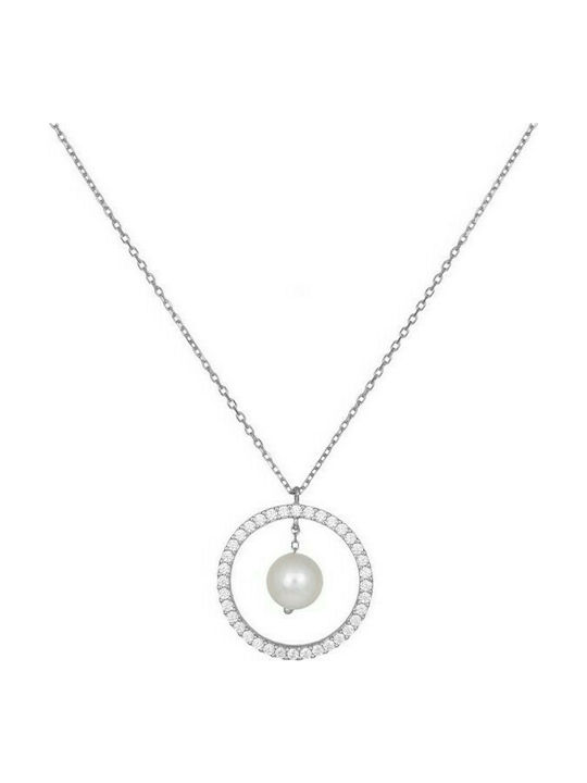 White gold pearl necklace in circle K14 037305 037305 Gold 14 Carat gold