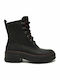 Malynn EK+ Waterproof Ghete Dama De Piele Bocanci Cu Toc Mediu Negri