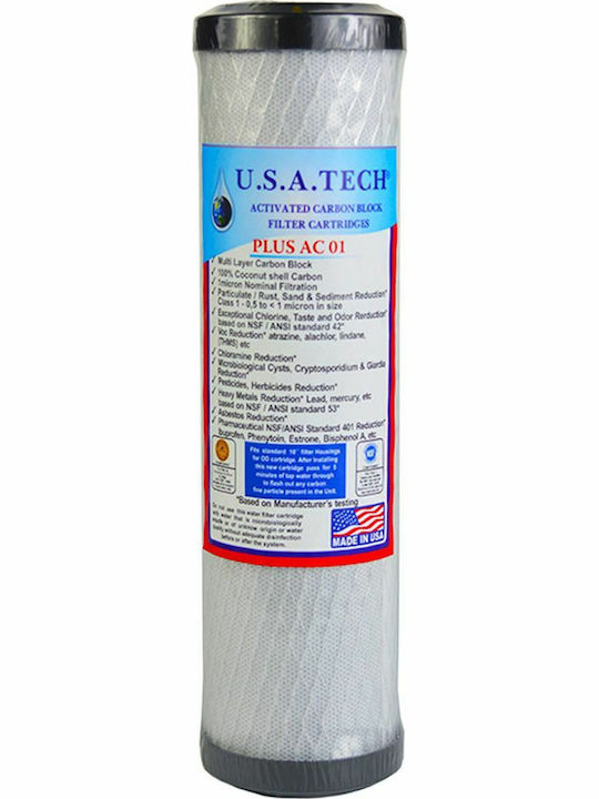 USA Tech Countertop and Under Sink Water Filter Replacement made of Activated Carbon 10" Plus AC-01 1 μm