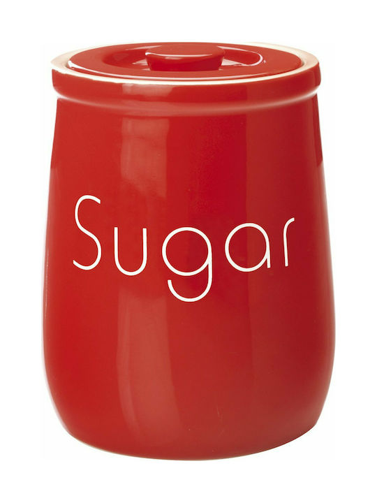 Maxwell & Williams Chef Du Monde Vase Sugar with Lid Ceramic In Red Colour 1000ml 1pcs