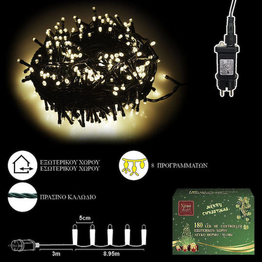 180 Светлини LED 12m. Топъл бял тип Лента 1бр