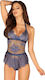 Obsessive Flowlace Sexy Bodysuit Blue