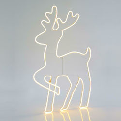 Eurolamp Φωτιζόμενη Χριστουγεννιάτικη Φιγούρα Τάρανδος Λευκή Ρεύματος με Φωτοσωλήνα 89x54x54εκ. Εξωτερικής Χρήσης