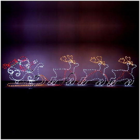 Outdoor Illuminated Santa Claus Electric in Sleigh with Light Tube 120x500x30cm