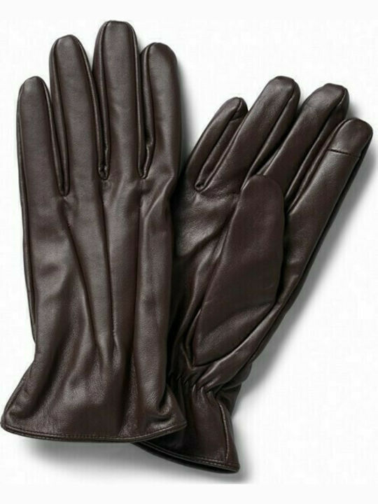 Jack & Jones Dark Brown Ανδρικά Δερμάτινα Γάντια