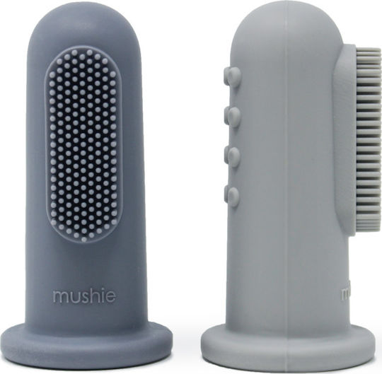 Mushie Set Baby Finger Toothbrushes For 0m+ 2 Pieces Stone / Tradewinds