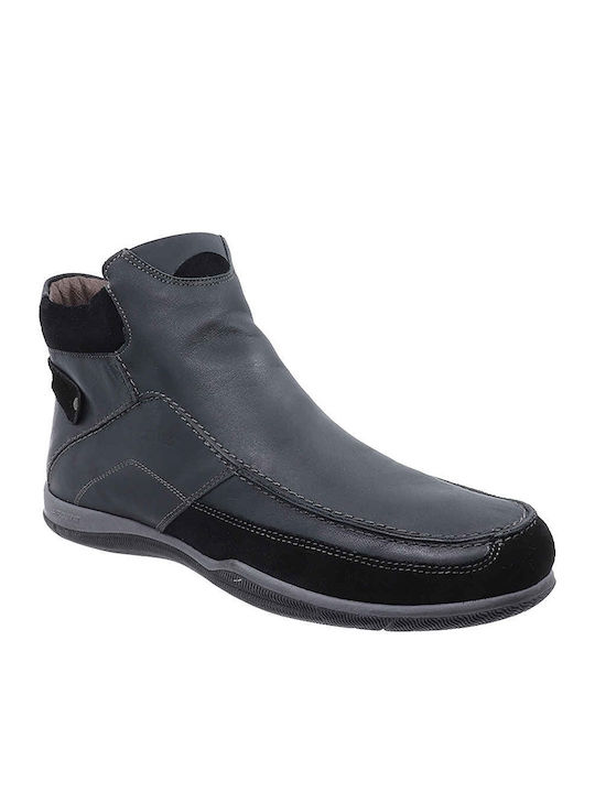 Softies Men's Leather Boots with Zipper Black