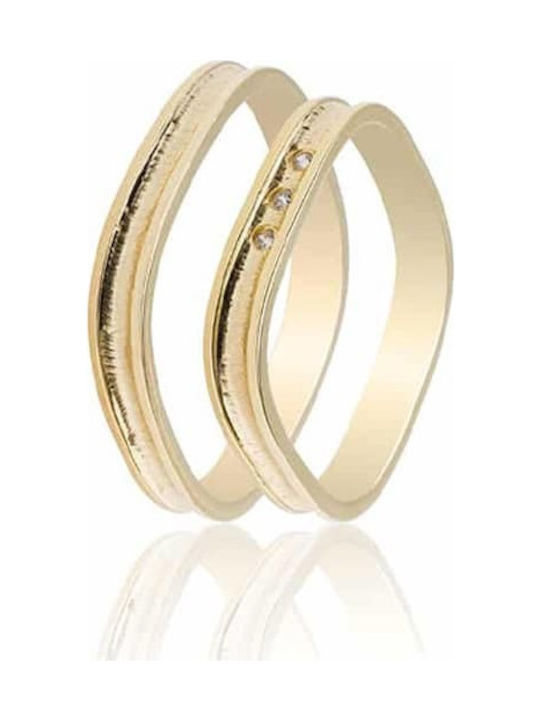 Maschio Femmina Celebrity Plus Wedding Rings of Yellow Gold 9K