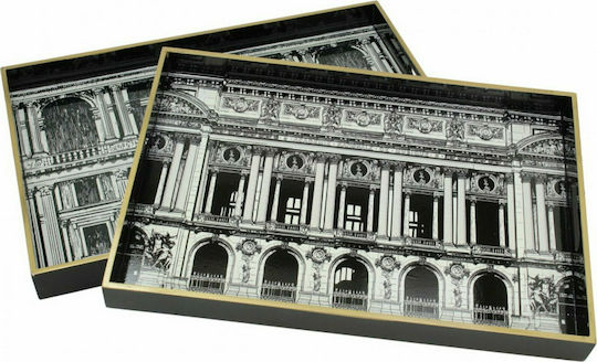 Zaros Lemnos Dreptunghiular Tavă de Servire în Culoare Negru 50x35x4cm XET-5821 2buc
