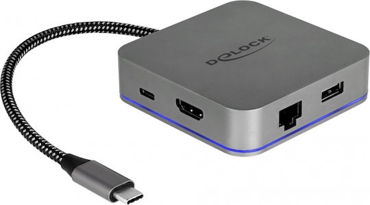 DeLock USB-C Docking Station με HDMI 4K PD Ethernet Γκρι (87742)