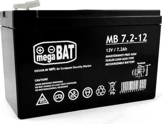 Megabat MB 7.2-12 UPS Battery with Capacity 7.2Ah and Voltage 12V 1pcs