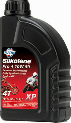 Fuchs Silkolene Pro 4 XP Synthetic Motorcycle Oil for Four-Stroke Engines 10W-50 1lt