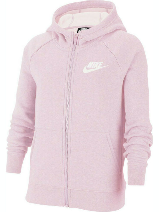 Nike Αθλητική Παιδική Ζακέτα Φούτερ με Κουκούλα Ροζ