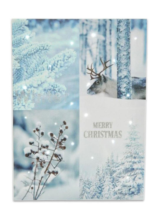 Eurolamp Illuminated Christmas Wooden Figure Frame Light Blue Frame Light Blue Height 40cm