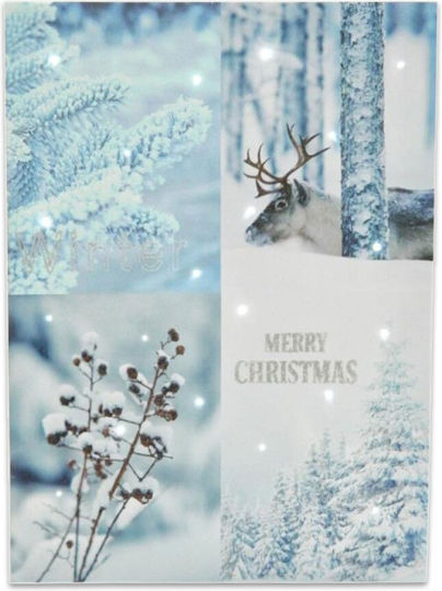 Eurolamp Illuminated Christmas Wooden Figure Frame Light Blue Frame Light Blue Height 40cm