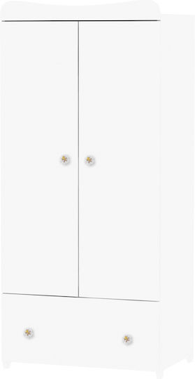 Exclusive Δίφυλλη Ντουλάπα με 1 Συρτάρι Λευκή 82x57x173cm