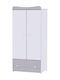 Exclusive Two Door Wardrobe with 1 Drawer White-Blue Elm 57x80x178cm