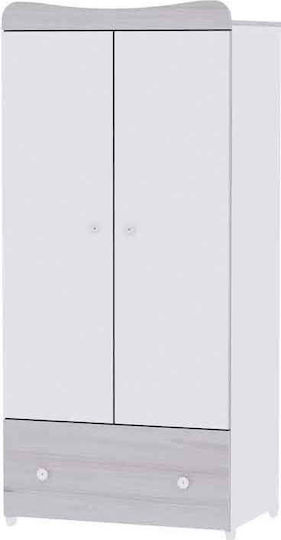 Exclusive Δίφυλλη Ντουλάπα με 1 Συρτάρι White-Light Oak 57x80x178cm