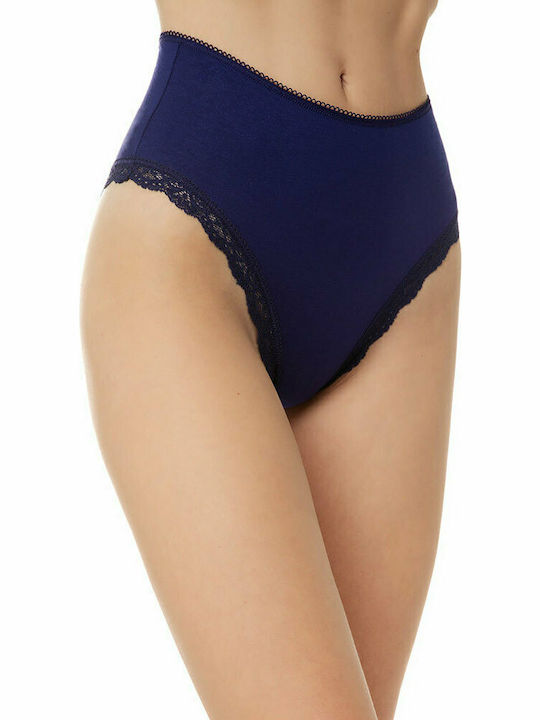 Minerva High-waisted Women's Slip with Lace Blue