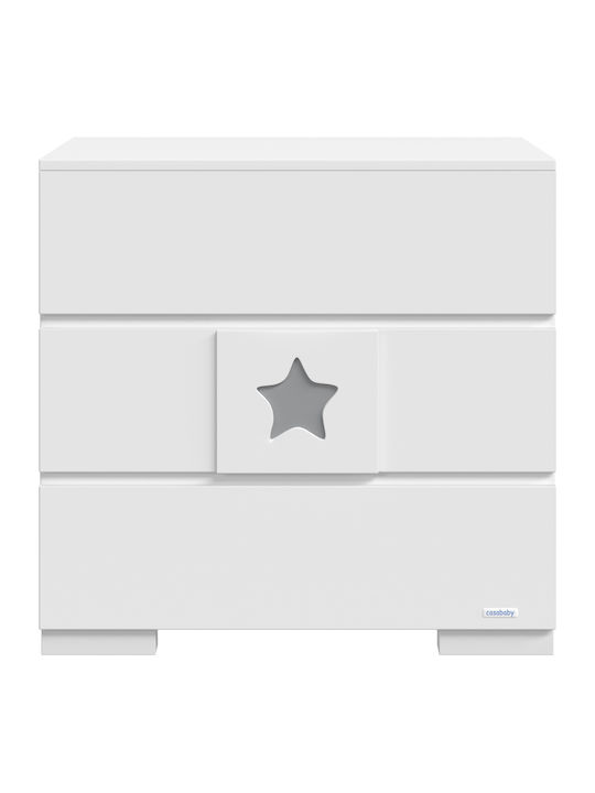 Stars Baby Dresser with 3 Drawers White 93x50x90cm