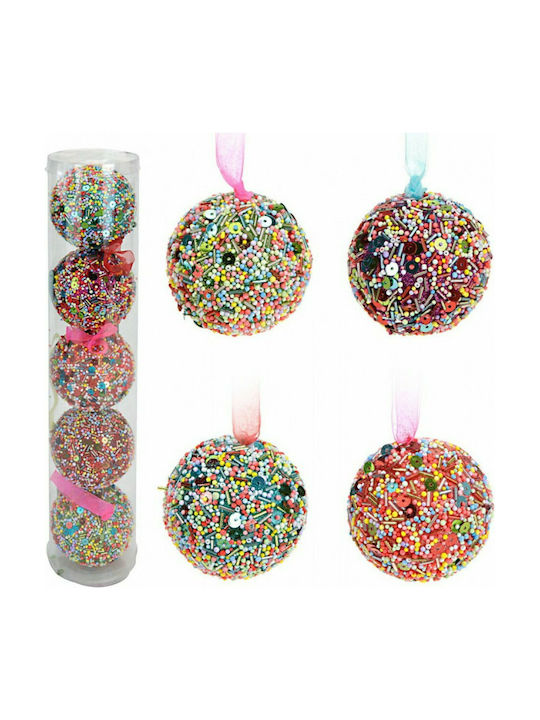 Hängendes Kugel Ornament Ornament Kunststoff Mehrfarbig 8cm Set 5Stück