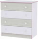 Crossline Baby Dresser with 4 Drawers White/Pink 81x50x86cm