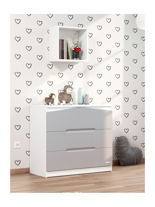 Rabbit Baby Kommode mit 3 Schubladen White-Grey 88x54x91cm