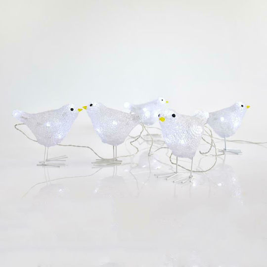 Eurolamp Illuminated Christmas Plastic Figure Little bird White Height 28cm 5pcs
