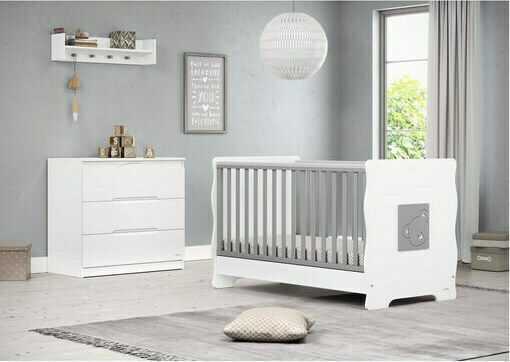 Casababy Winnie Seturi de mobilier pentru copii cu Pat și Comodă Alb / Gri 590221-590222
