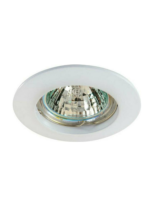 Eurolamp Rund Metallisch Einbau Spot mit Fassung G5.3 PAR16 Weiß 8x8cm.