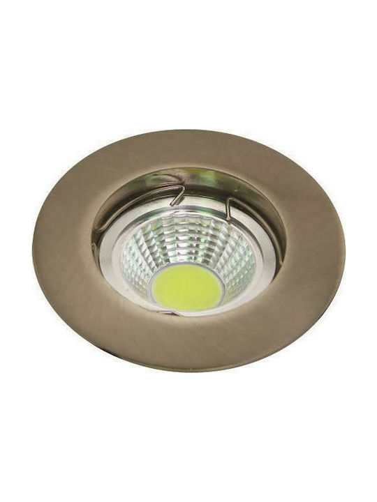 Eurolamp Rotund Metalic Recessed Spot with Socket G5.3 PAR16 in Bronz color 8x8cm