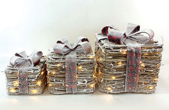 Aca Illuminated Christmas Figure Box Gray 30x30x18cm 3pcs