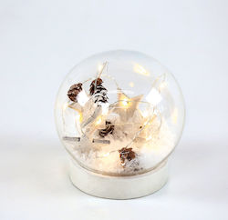 Aca Weihnachtliche Schneekugel Beleuchtet mit Stern Batterie 12x12x12cm 1Stück Sterne Glas 12cm
