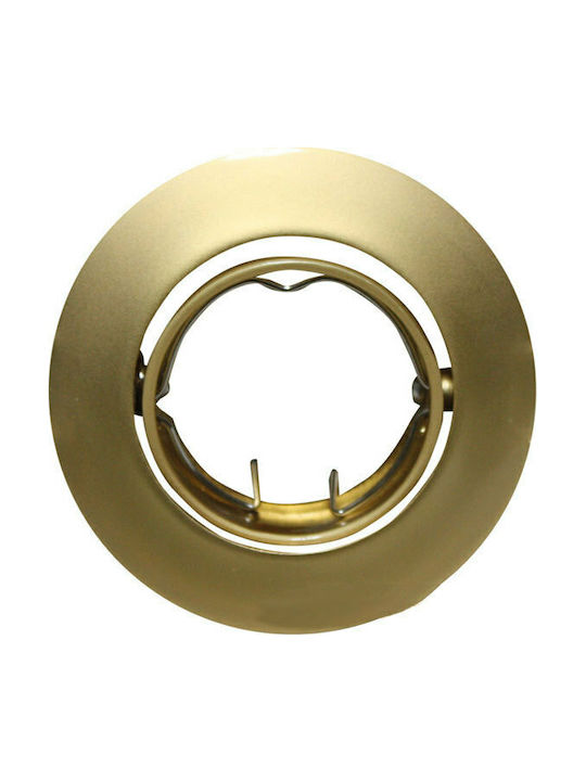 Aca Στρογγυλό Μεταλλικό Πλαίσιο για Σποτ G4 MR11 Κινούμενο σε Χρυσό χρώμα 8.1x8.1cm