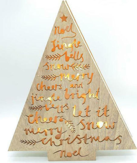Christmas Decorative Illuminated Wood Tree 40cm IP20 Battery Beige