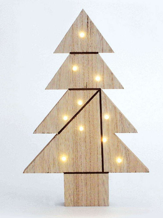 Christmas Decorative Illuminated Wood Tree 35cm IP20 Battery Beige 3pcs