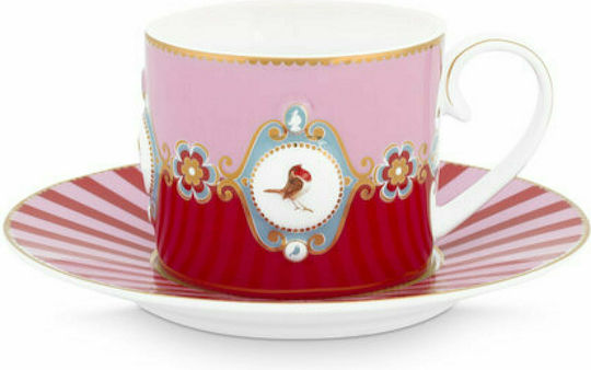 PiP Studio Love Birds Tasse Kaffee aus Porzellan Red-Pink 200ml