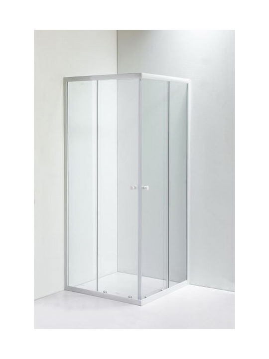 Gloria Bianca Καμπίνα Ντουζιέρας με Συρόμενη Πόρτα 80x80x180cm White
