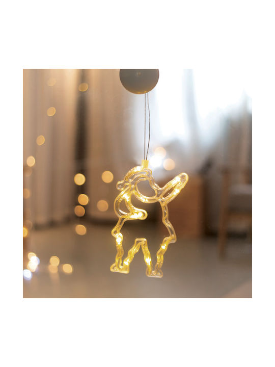 Hängender Weihnachtsmann Ornament Kunststoff Transparent Beleuchtet 13x20.5cm Weihnachtsmann Kunststoff Transparent Warmweiß 13x20,5cm