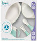 Kiokids Feeding Set made of Plastic Turquoise 5pcs for 6+ months