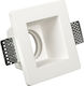 VK Lighting Square Plaster Recessed Spot with Socket GU10 White 12x12cm. 1pcs