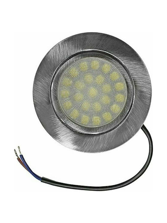 Adeleq Στρογγυλό Πλαστικό Χωνευτό Σποτ με Ενσωματωμένο LED και Ψυχρό Λευκό Φως SMD 4W σε Ασημί χρώμα 7x7cm
